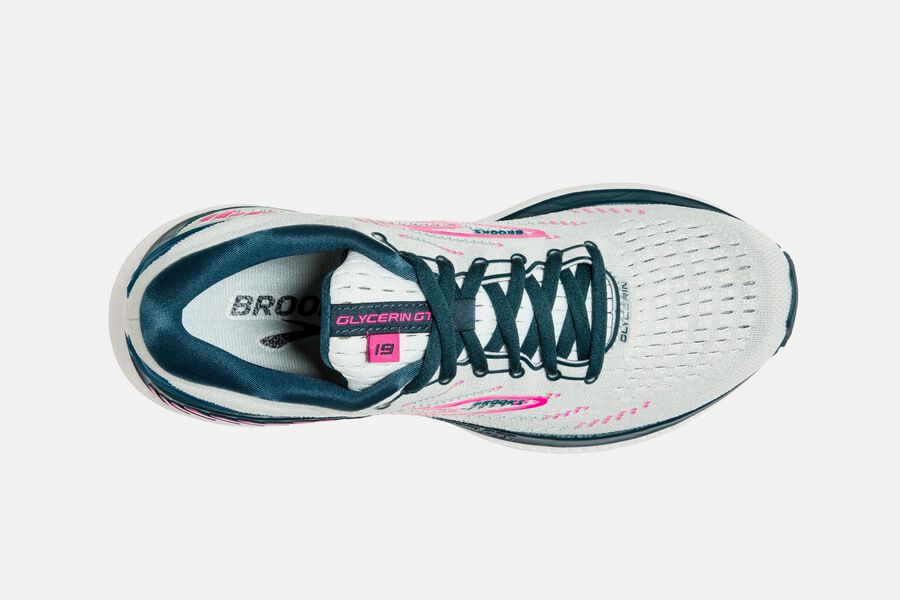 Brooks Running Shoes - Glycerin GTS 19 Road Womens - White/Pink - BYQ-327805